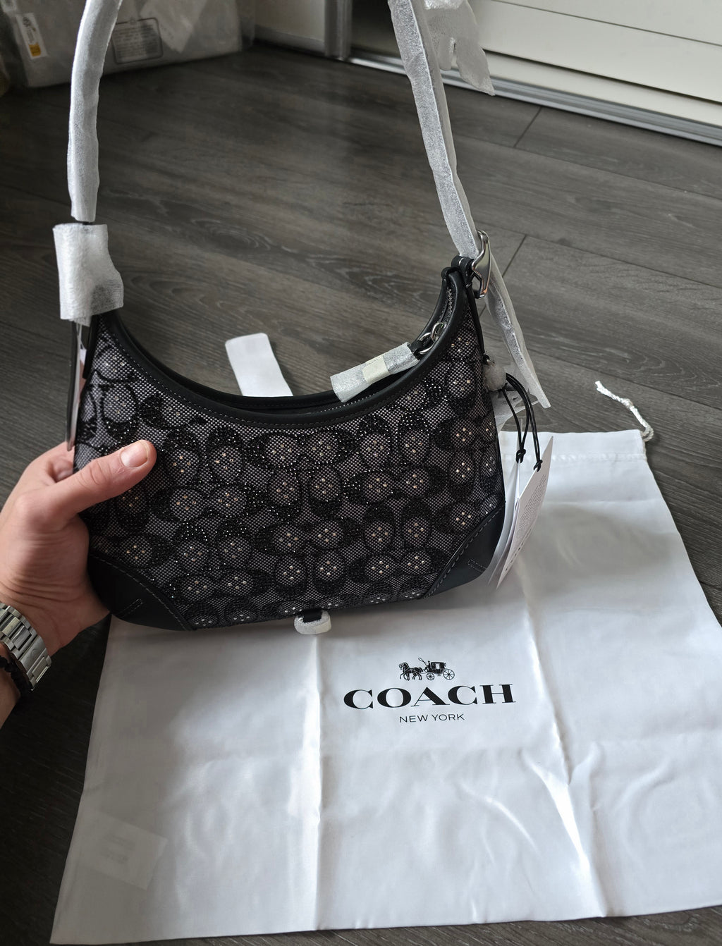 Coach Hamptons Hobo Bag Crystal Black
