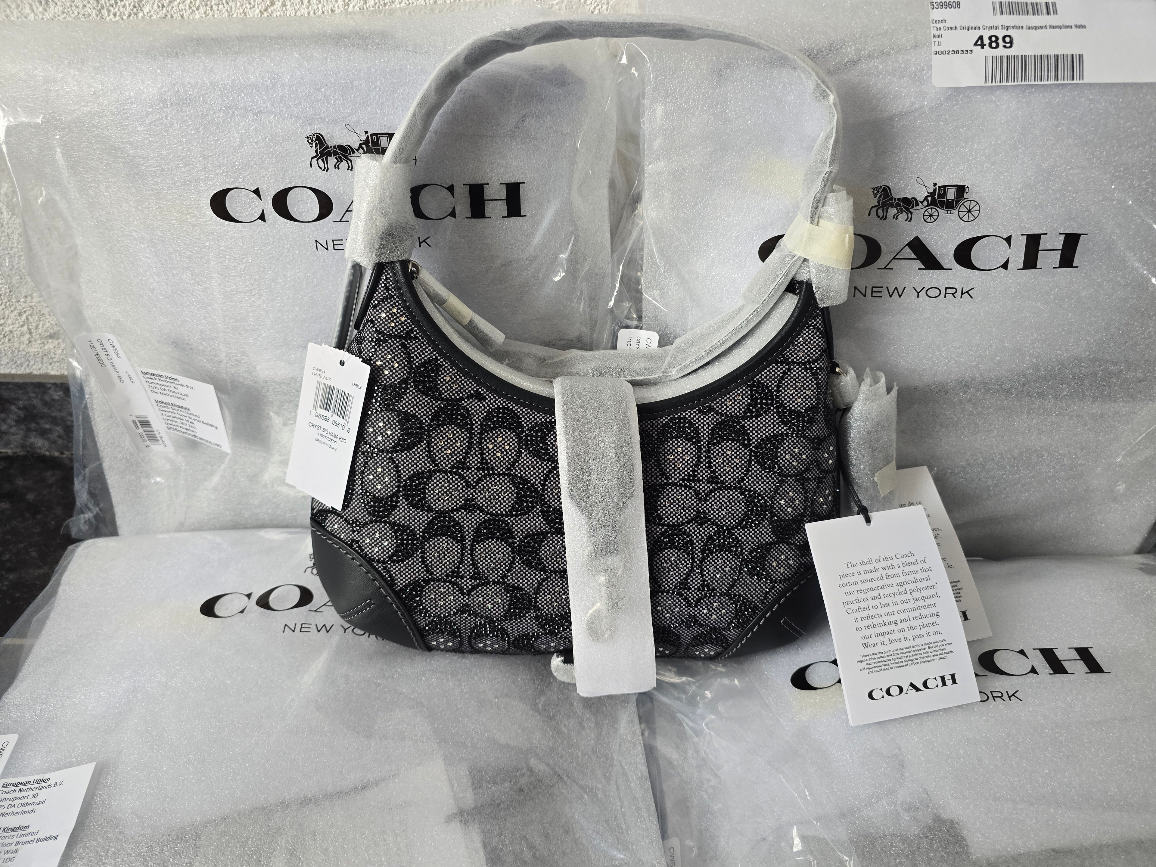 Coach Hamptons Hobo Bag Crystal Black
