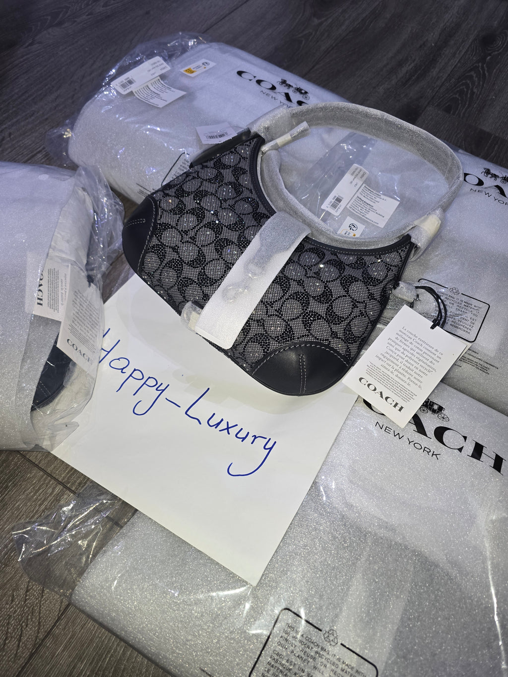 Coach Hamptons Hobo Bag Crystal Black